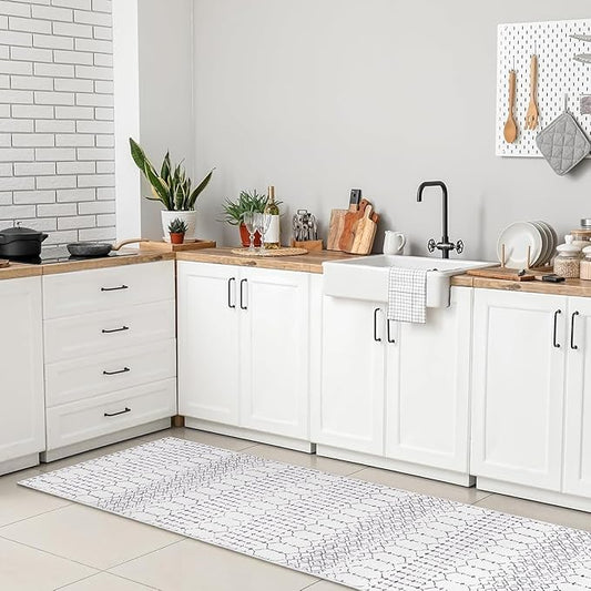 Lahome Moroccan Washable Runner Rug 2x6, Stain Resistant Non-Slip Kitchen Rug Runner, Ultra-Thin Geometric Print Distressed Floor Carpet for Hallways Entryway Laundry Bedroom