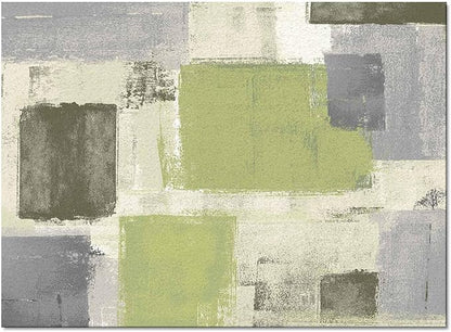 Sage Green Rectangular Area Rugs for Living Room Bedroom 5 x 6.9 ft Abstract Paint Texture Modern Art Non-Shedding Soft Low Pile Rug Non Slip Washable Rug for Nursery Entryway Playroom
