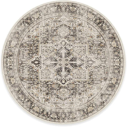 RUGGABLE Washable Vintage Area Rug – Kamran Hazel 8 ft Round, Stain-Resistant, Non-Slip – Large Machine Washable Rugs for Living Room, Bedroom, Hallway, Entryway & Office–with Cushioned Pad