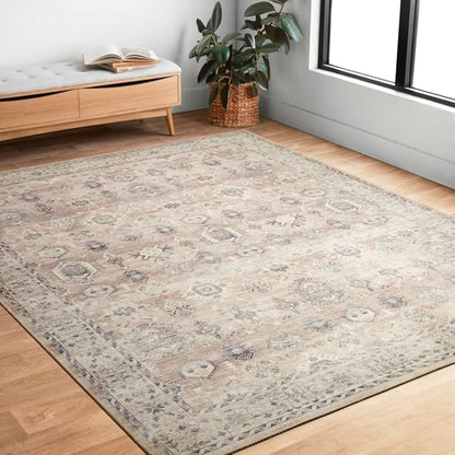 Loloi Hathaway Collection HTH-03 Java/Multi 2'-3" x 3'-9", .25" Thick Accent Rug, Soft, Durable, Printed, Modern, Low Pile, Non-Shedding, Easy Clean, Living Room Rug