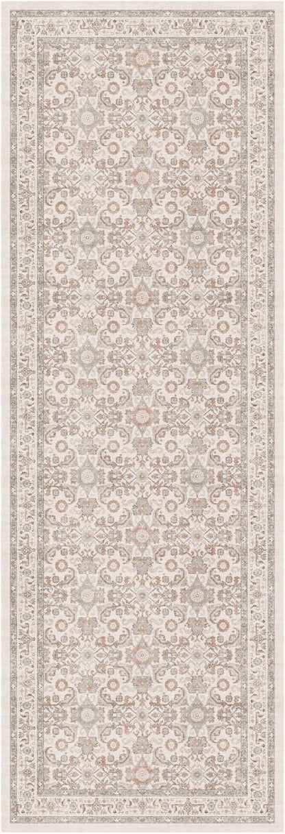 WITSHOCK 2x6 Runner Rugs for Hallways,Vintage Neutral Hallway Rugs for Entryway,Soft Distressed Boho Floral Carpet for Kitchen Bedroom (Camel/Beige,2x6)
