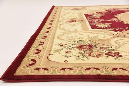 Unique Loom Versailles Collection Traditional Classic Floral Motif Area Rug (10' 0 x 13' 0 Rectangular, Burgundy/ Ivory)