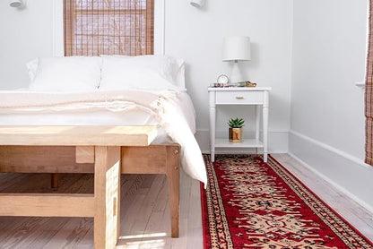 Unique Loom Taftan Collection Border Geometric Tribal Inspired Design Area Rug (2' 11 x 16' 5 Runner, Red/ Gold)