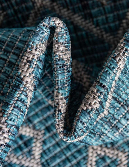 Unique Loom Outdoor Trellis Collection Area Rug - Tribal Trellis (2' x 3' 1" Rectangle Teal/Ivory)