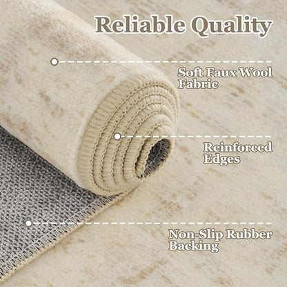 Farmhouse Beige 2x6 Runner Rugs for Hallway Entryway, Kitchen Runners Washable Non Slip Low Pile, Vintage Distressed Medallion Printed Rugs for Mudroom/Bedroom Bedside/Laundry Room/Bathroom