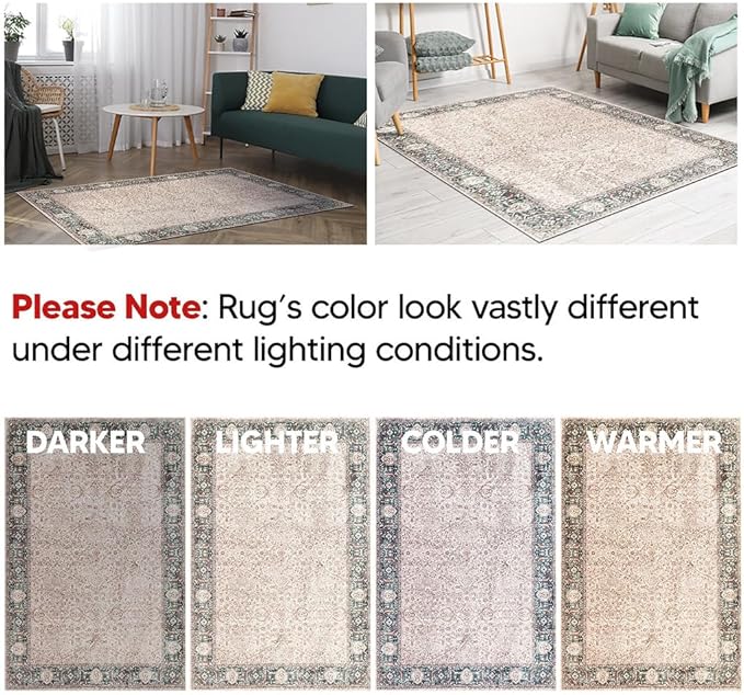 Keen Home Design 2x7 Rug - Machine Washable Runner Rug with Non-Slip Backing, Ideal for Hallway, Entryway, Kitchen, Laundry Room - Vintage, Easy Clean, Durable, Low Pile - (2'6" x 7')