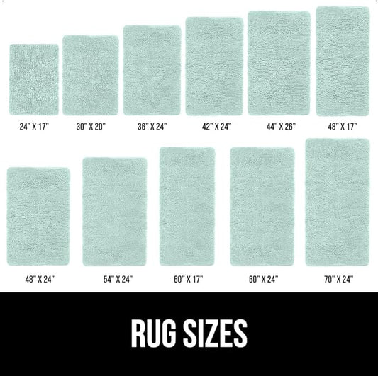 GORILLA GRIP Bath Rug Mat 60x24, Soft Absorbent Chenille, Quick Dry Microfiber Mats, Rubber Backing Washable Shower Floor Rugs, Bathmat Runner, US Designed Bathroom Home Decor Accessories Seablue
