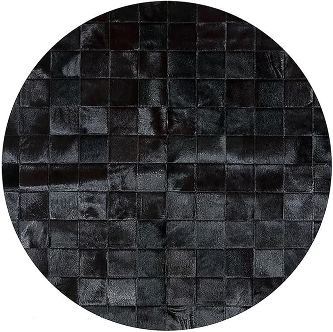 Round Area Rug – Soft Modern Carpet for Living Room, Bedroom, Entryway – Non-Slip Durable Floor Mat for Home Décor (Black_9X9)