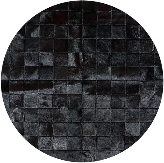 Round Area Rug – Soft Modern Carpet for Living Room, Bedroom, Entryway – Non-Slip Durable Floor Mat for Home Décor (Black_4X4)