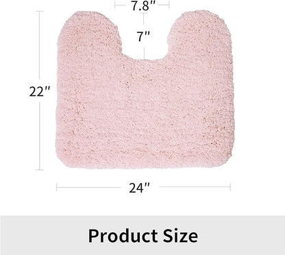 Toilet Rug 22x24 Pink Non Slip Fluffy Toilet Floor Mat U Shaped Washable Bathroom Contour Rug for Toilet Absorbent Thick Toilet Carpet
