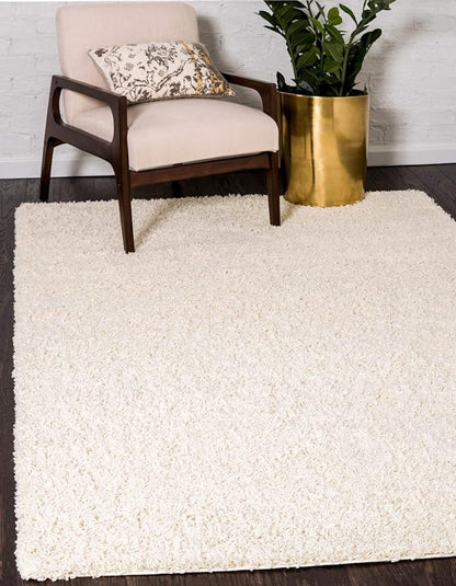 Unique Loom Solid Shag Collection Area Rug (8' x 11' Rectangle, Pure Ivory)