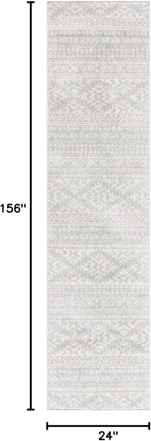 SAFAVIEH Tulum Collection Runner Rug - 2' x 13', Light Grey & Ivory, Moroccan Boho Tribal Design, Non-Shedding & Easy to Clean, Ideal for Living Room, Hallway, Foyer, Bedroom (TUL272F)