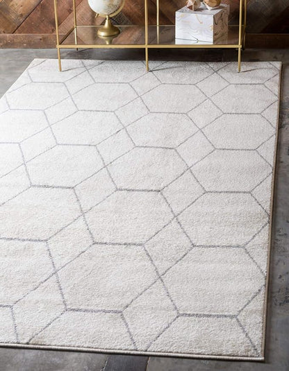 Unique Loom Trellis Frieze Collection Area Rug - Geometric (4' 1" x 6' 1", Ivory/ Gray)