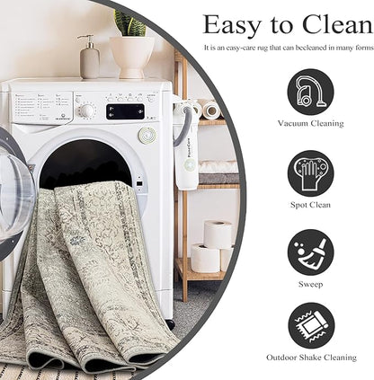 Area Rug Non Slip Machine Washable Ultra Soft Living Room/Bedroom/Kitchen/Outdoor/Classroom Gray, 8'×10'
