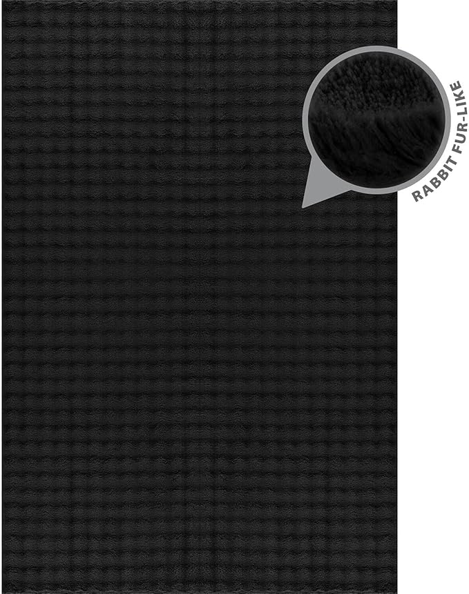 CAMILSON Modern Black Non Slip Rug 3x5 Ultra Soft High Pile Area Rugs Non Skid Rubber Backing Durable & Easy to Clean Carpet for Living Room Bedroom Kids Room Indoor Use (3 x 5 Black)