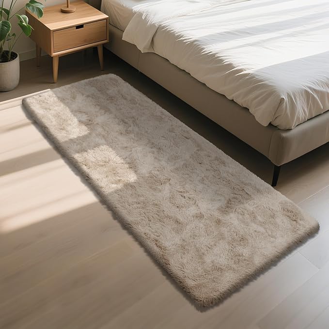 Soft Runner Rugs for Bedroom, Beige 2x8 Runners for Hallways Fluffy Rug Area Rug, Bedside Rug for Living Room Bedroom Kids Room Home Decor