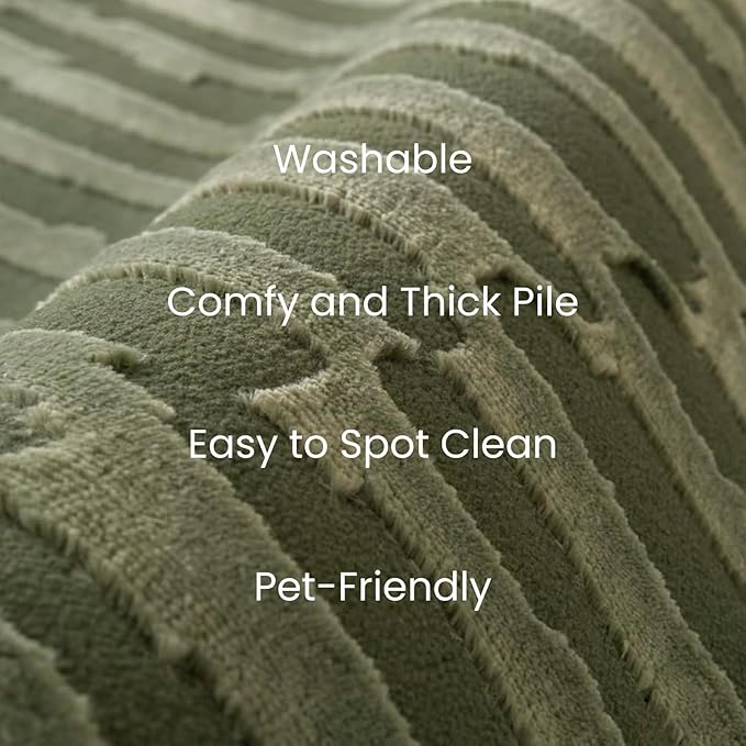 Revival Rugs Soloba 3'11"x6'1" Machine Washable Area Rug for Kitchen Bedroom - 100% Recycled Oeko-TEX Certified, Medium Pile, Green