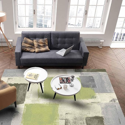 Sage Green Rectangular Area Rugs for Living Room Bedroom 4 x 6 ft Abstract Paint Texture Modern Art Non-Shedding Soft Low Pile Rug Non Slip Washable Rug for Nursery Entryway Playroom