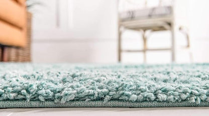Unique Loom Davos Shag Collection Area Rug - Solid (2' 7" x 13' 1" Runner, Aqua)