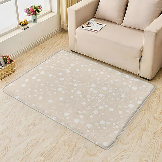 Beige Rug, 4x7 Rug, Bubble Print Rugs for Entryway, Minimalist Large Area Rug, Washable Rug Non Slip Soft Indoor Carpet, Kids and Pets Friendly, Beige Home & Room Decor