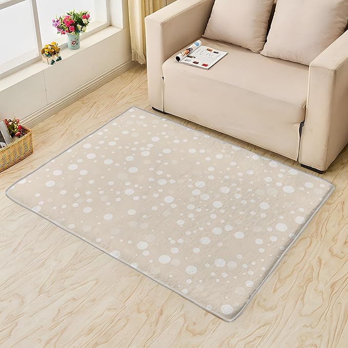 Beige Rug, 3x5 Rug, Bubble Print Rugs for Living Room Bedroom Dining, Minimalist Small Area Rug, Washable Rug Non Slip Soft Indoor Carpet, Kids and Pets Friendly, Beige Home & Room Decor