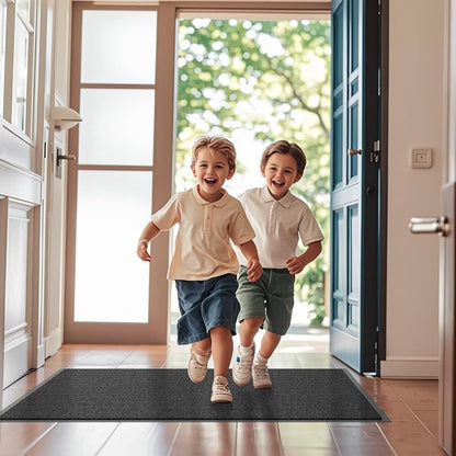 Front Door Mat, 2' x 6' Heavy Duty Indoor Outdoor Welcome Mat for Entryway, Commercial Entrance, Low Profile, Non-Slip, Durable Rubber Backing for Patio, Home