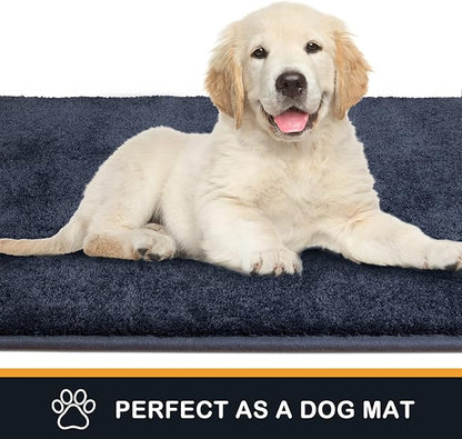 PURRUGS Dirt Trapping Door Mat 20" x 31.5", Non-Slip Machine Washable Entry Rug, Shoe Scraper, Dog Doormat, Super Absorbent Welcome Mat for Front & Back Door, Muddy Shoes & Paws, Navy Blue