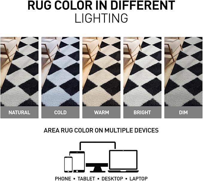 Rugshop Diamond Wave Pattern Shag Area Rug Anthracite Dark Gray 5' x 7' Great for Bedrooms, Living Rooms, or Under Coffee Tables