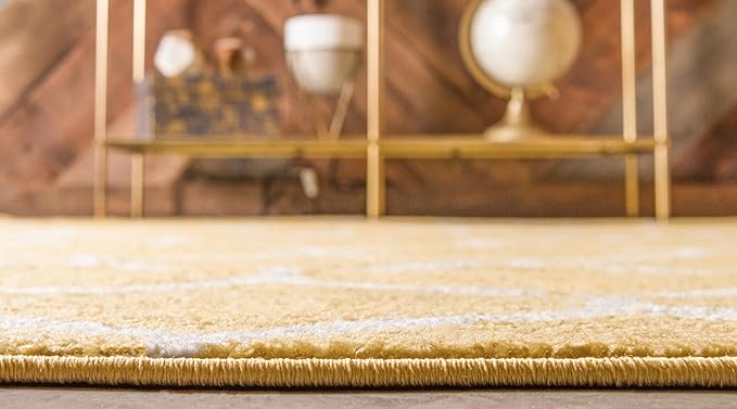 Rugs.com Lattice Frieze Collection Rug – 5' Square Yellow Medium Rug Perfect for Living Rooms, Kitchens, Entryways