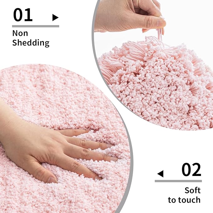 Bathroom Runner Rug 24x70 Pink Non Slip Fluffy Long Bath Mat for Bathroom Floor Washable Plush Luxury Bath Rug for Tub Absorbent Shower Sink Mat Bedside Rug