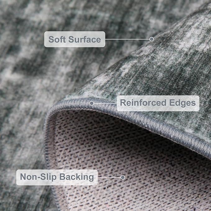 WILLSUN Washable Area Rugs, 3x5 Non-Slip Boho Large Area Rugs for Living Room, Bedroom, Machine Washable Vintage Rug, Indoor Floral Print Carpet for Home Decor, Kid & Pet Friendly Mat