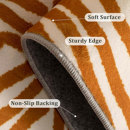 YIHOUSE Orange Rug for Living Room, 6×9 Modern Abstract Area Rug, Geometric Contemporary Wave Striped Rugs for Playroom Nursery, Washable Nonslip Large Rug for Bedroom Dining Room