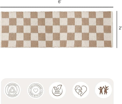 REDEARTH · Jute Cotton Area Rug - 2'x6' Rectangular Rug, Sustainable Handwoven, Non-Shedding, Soft & Durable – Reversible, Neutral Tones for Home Décor in Living Room, Dining Room, Bedroom, Set of 2
