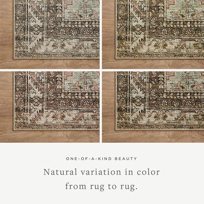 Loloi Amber Lewis Billie Collection, Clay & Sage 7'-6" x 9'-6" Area Rug – Antique & Distressed Accent Rugs for Living Room, Bedroom, Entryway & Hallway, No Shed High Traffic Area Home Decor Rug