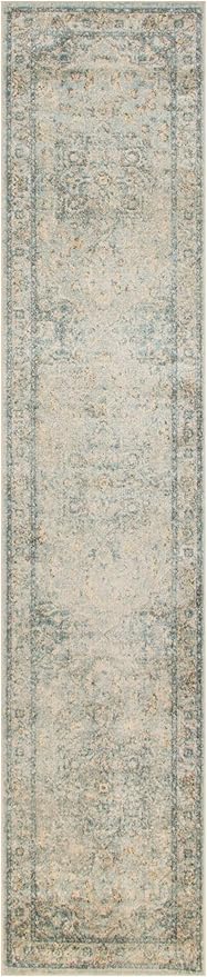 Nourison Home Astra Machine Washable Light Blue 2'2" x 8' Area Rug - Easy Clean, Non Shedding, Bed Room, Living Room, Dining Room, Kitchen (8' Runner)