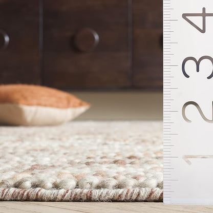 SAFAVIEH Natura Collection Area Rug - 6' Round, Dark Brown & Beige, Handmade Wool Blend, Textured Design, Ideal for Living Room, Bedroom, Dining Space (NAT620E)