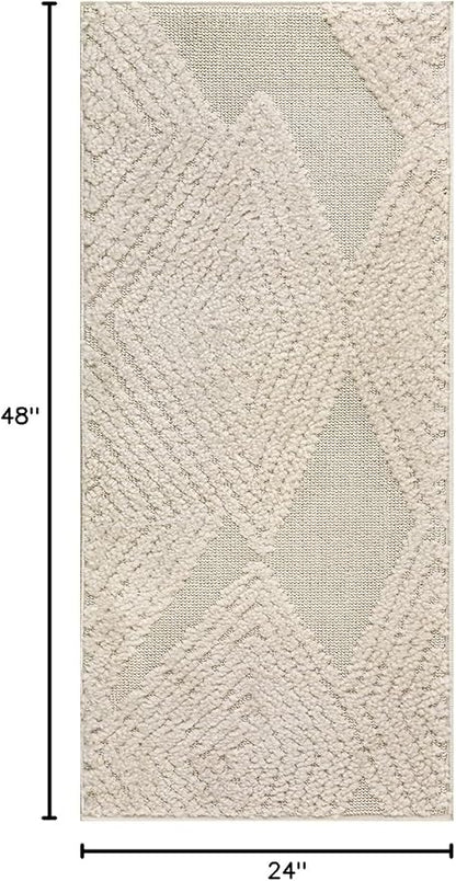 Antep Rugs Palafito 2x4 Geometric Shag Diamond High-Low Pile Textured Indoor Area Rug (Beige, 2' x 4')