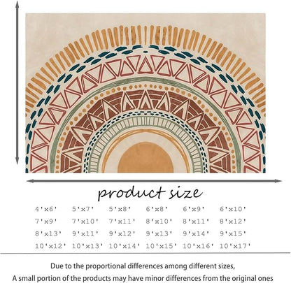 Colorful Geometric Sun Rug, Sun Pattern Rug, Geometric Area Rugs, Colorful Abstract Rugs, Washable Boho Carpet for Living Room, Bedroom, Dining Room, Office (7' x 9'(Rectangular))