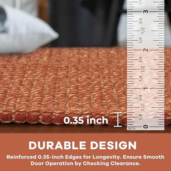 KOZYFLY Washable Area Rug 6x9 ft Rubber Backed Non Slip Rugs for Living Room Braided Cotton Bedroom Rug Woven Office Rugs Indoor Outdoor Floor Carpets for Dining Bedroom Living Room, Orange/Tan