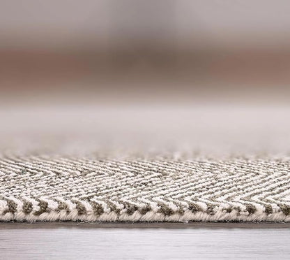 Modern Herringbone Chevron Collection Handcrafted Wool Area Rug - Durable, Zigzag Pattern, for High Traffic, Contemporary Design for Living Room, Bedroom, Dining Room Decor (Dark Olive, 9' x 13')