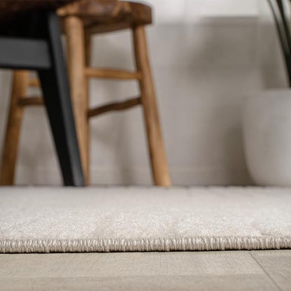 JONATHAN Y Hallie High-Low Curve Ivory/Cream 9' Round Indoor/Outdoor Area Rug, Minimalist, Pet Friendly, Non-Shedding, Stain Resistant, Hose-Washable for Backyard, Patio, Porch (SCN100B-9R)