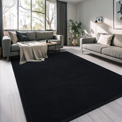 AROGAN Modern Shag Area Rug for Bedroom, 4x6 Feet Washable for Living Room, Indoor Floor Carpet, Plush Memory Foam Bedside for Kids Girls Teens Room, Low Pile Decor, Black