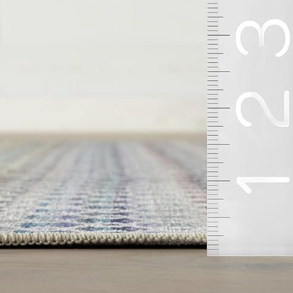 Dash & Albert Poppy Multi Machine Washable Rug, 5 X 8 Feet, Multicolored Geometric Pattern