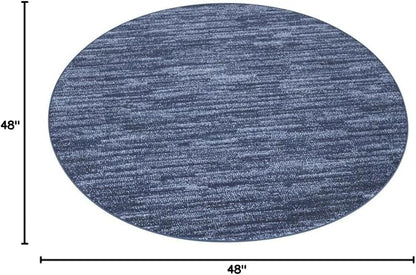 Nourison Home Nourison Essentials Navy Blue 4' x Round Area Rug - Easy Clean, Non Shedding, Bed Room, Living Room, Dining Room, Kitchen (4' x Round)