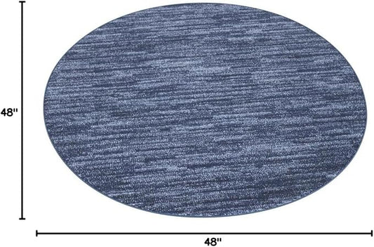 Nourison Home Nourison Essentials Navy Blue 4' x Round Area Rug - Easy Clean, Non Shedding, Bed Room, Living Room, Dining Room, Kitchen (4' x Round)