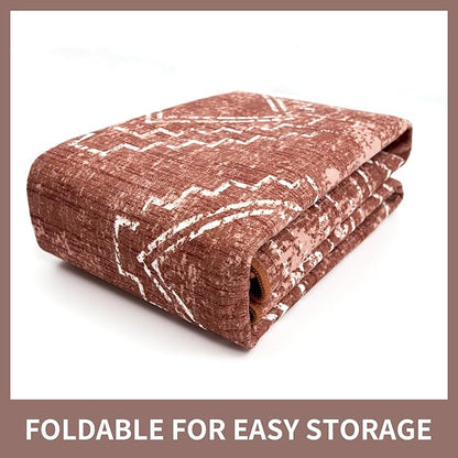 ILANGO Moroccan Area Rugs 8'x10' for Living Room Machine Washable Modern Rugs with Rubber Backing Non Slip Carpet for Dedroom Farmhouse Dining Room, Ultra-Thin, Foldable, Easy Clean
