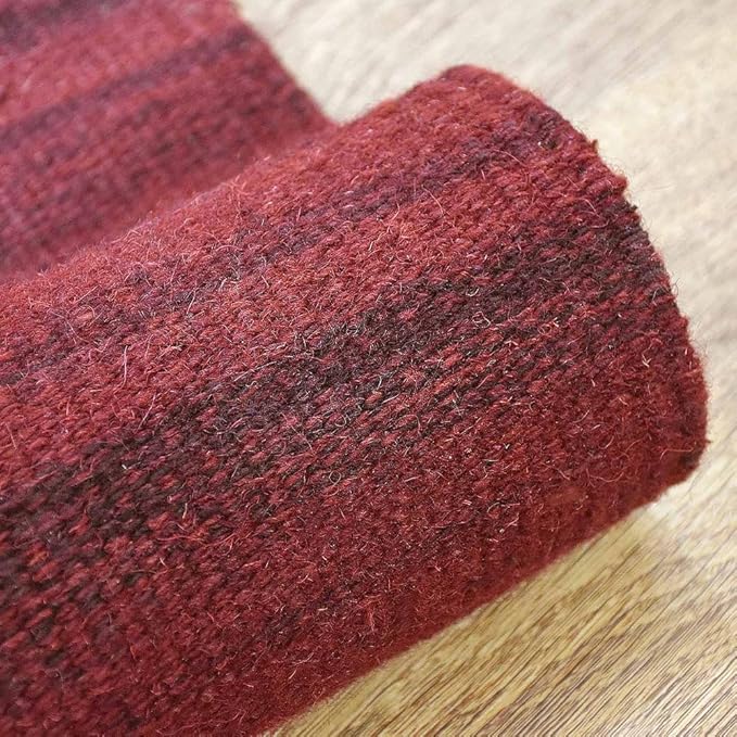 Rugsotic Carpets Hand Woven Flat Weave Kilim Wool 6'x9' Area Rug Solid Dark Red D00111