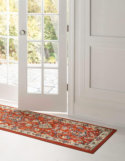 Rugs.com Yasmin Collection Rug – 16 Ft Runner Terracotta Medium Rug Perfect for Hallways, Entryways