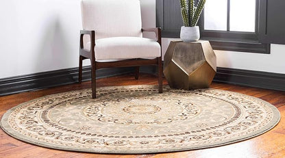 Unique Loom Versailles Collection Traditional Classic Medallion Floral Motif Area Rug (6' 0 x 6' 0 Round, Green/ Ivory)