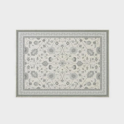EVERGRACE Area Rugs for Living Room 5x7, Boho Floral Faux Wool Indoor Outdoor Rugs, Washable Rugs for Bedroom Dining Room Entryway Kitchen, Low Pile Floor Mat Carpet for Home Decor, Cool Gray